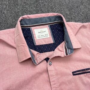 CRAFT + FLOW Short Sleeve Button Up Casual Pink Collared Shirt